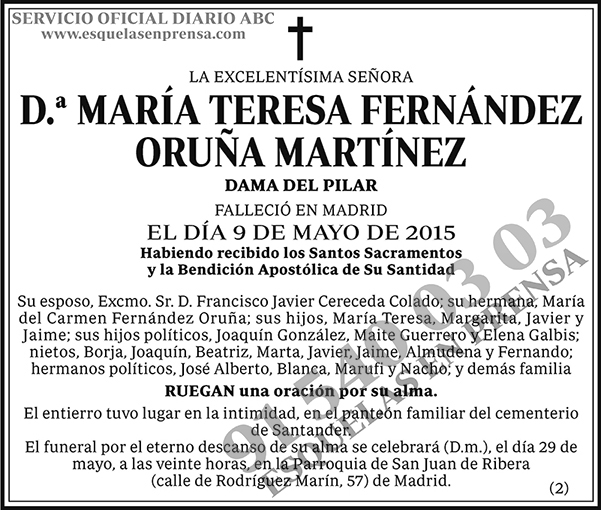 María Teresa Fernández Oruña Martínez